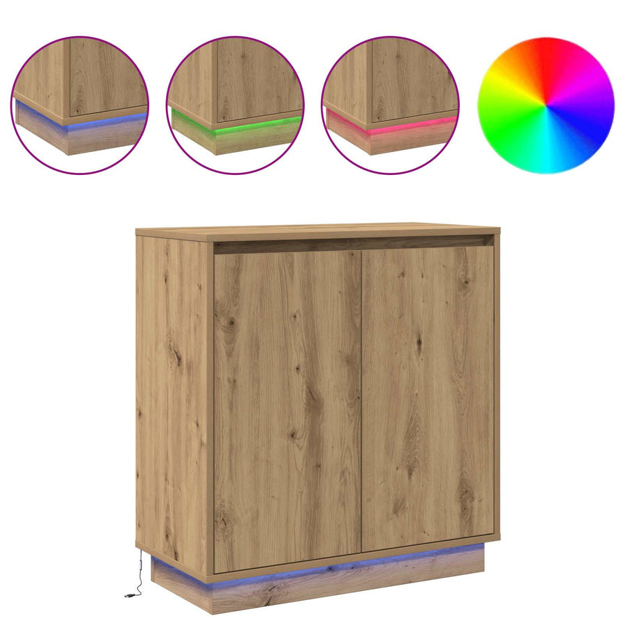LED Sideboard Artisan Eiken 71 x 34,5 x 75 cm Bewerkt hout
