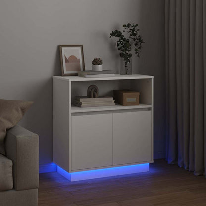 LED Sideboard Wit 71 x 34,5 x 75 cm Bewerkt hout