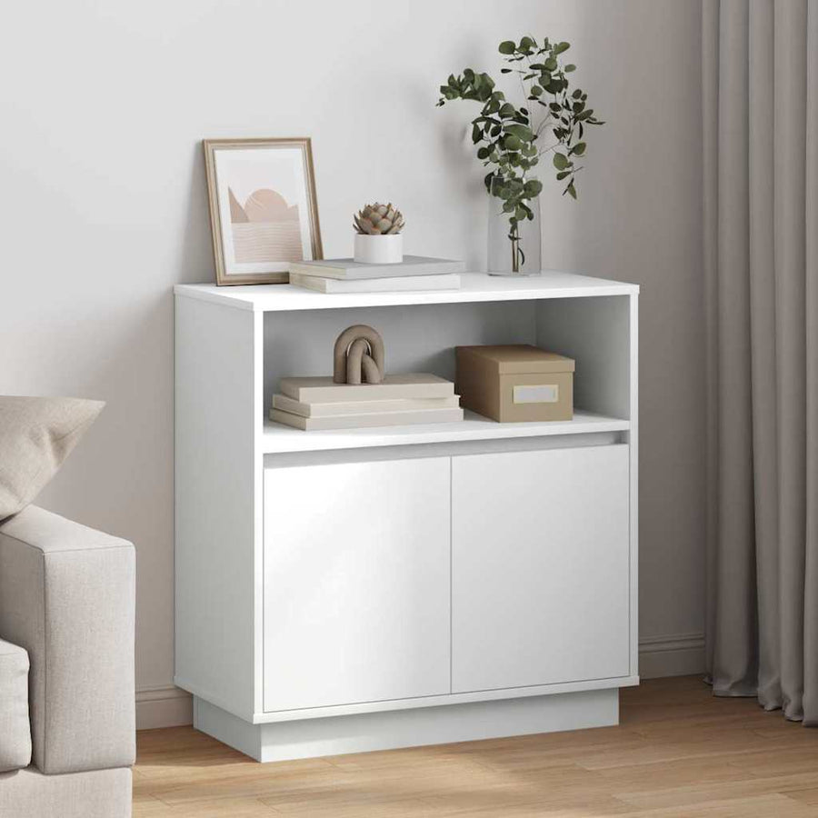 LED Sideboard Wit 71 x 34,5 x 75 cm Bewerkt hout