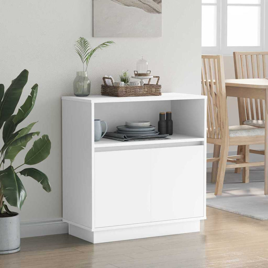 LED Sideboard Wit 71 x 34,5 x 75 cm Bewerkt hout