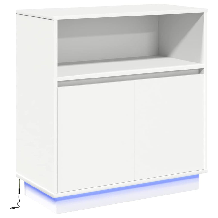LED Sideboard Wit 71 x 34,5 x 75 cm Bewerkt hout