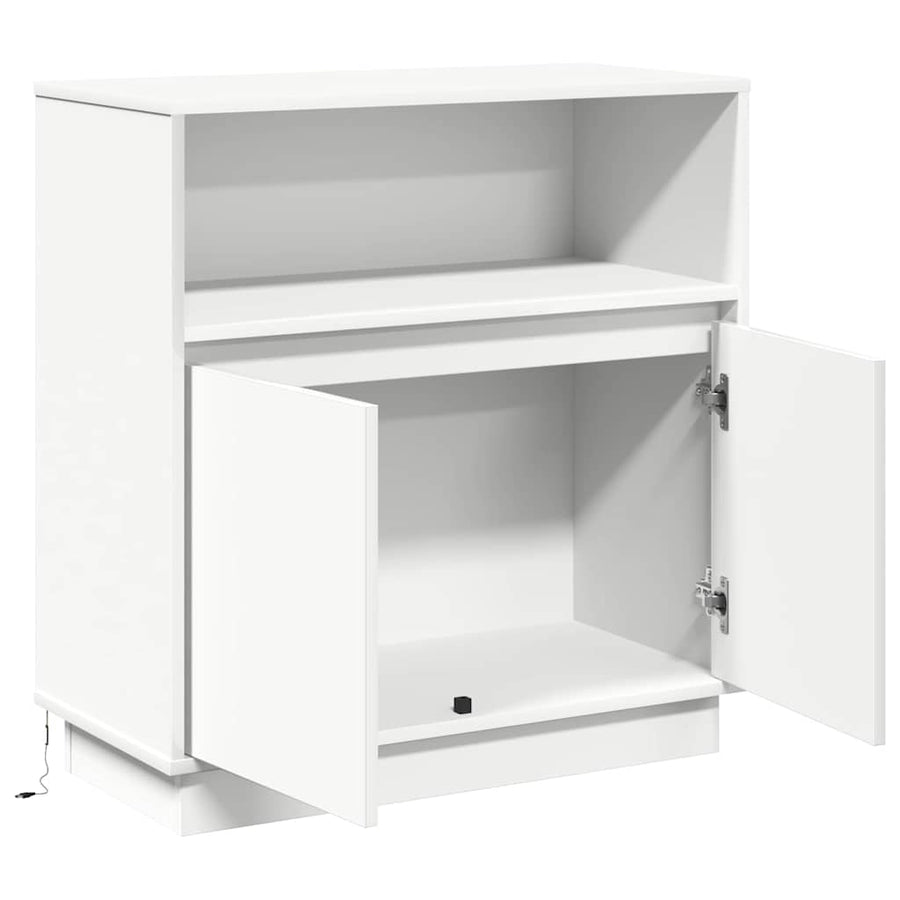 LED Sideboard Wit 71 x 34,5 x 75 cm Bewerkt hout