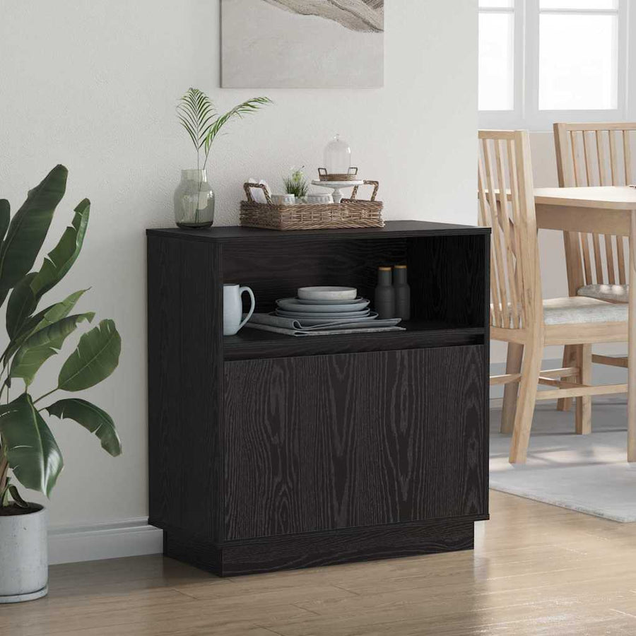 LED Sideboard Zwart Eiken 71 x 34,5 x 75 cm Bewerkt hout