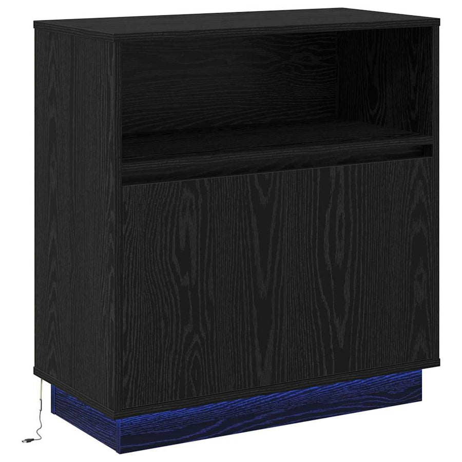LED Sideboard Zwart Eiken 71 x 34,5 x 75 cm Bewerkt hout