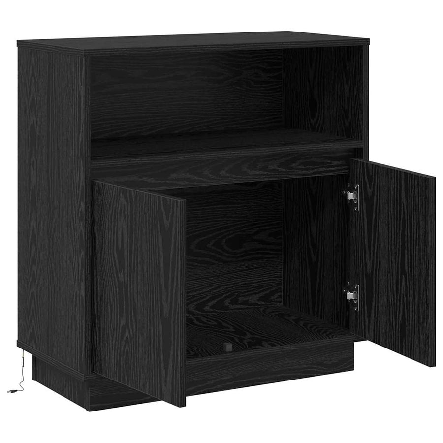 LED Sideboard Zwart Eiken 71 x 34,5 x 75 cm Bewerkt hout