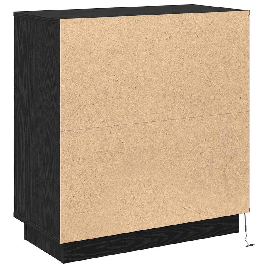 LED Sideboard Zwart Eiken 71 x 34,5 x 75 cm Bewerkt hout