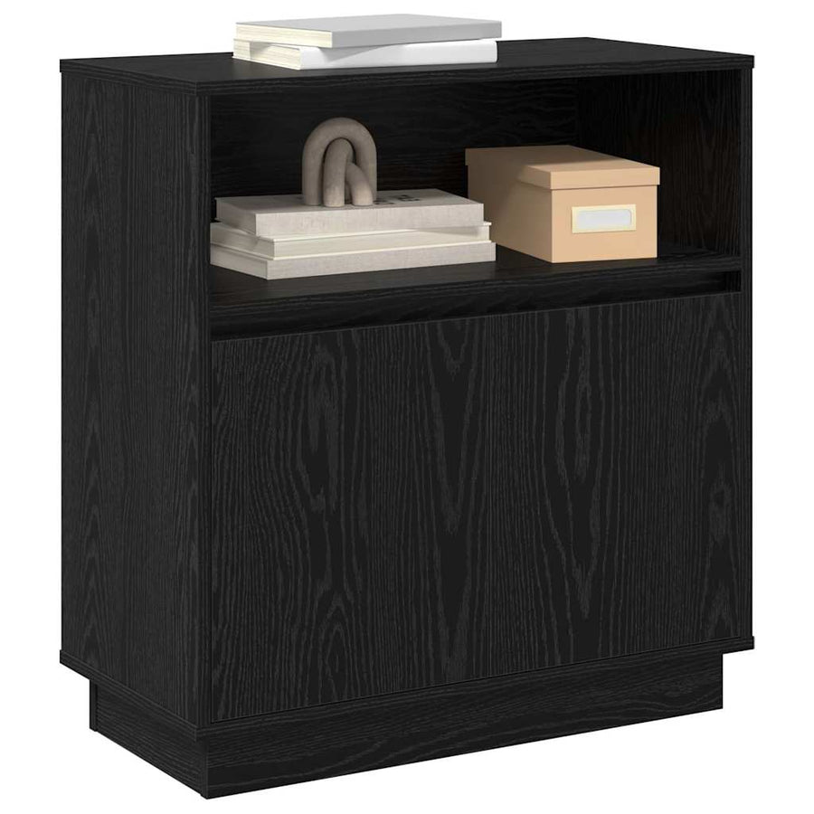 LED Sideboard Zwart Eiken 71 x 34,5 x 75 cm Bewerkt hout