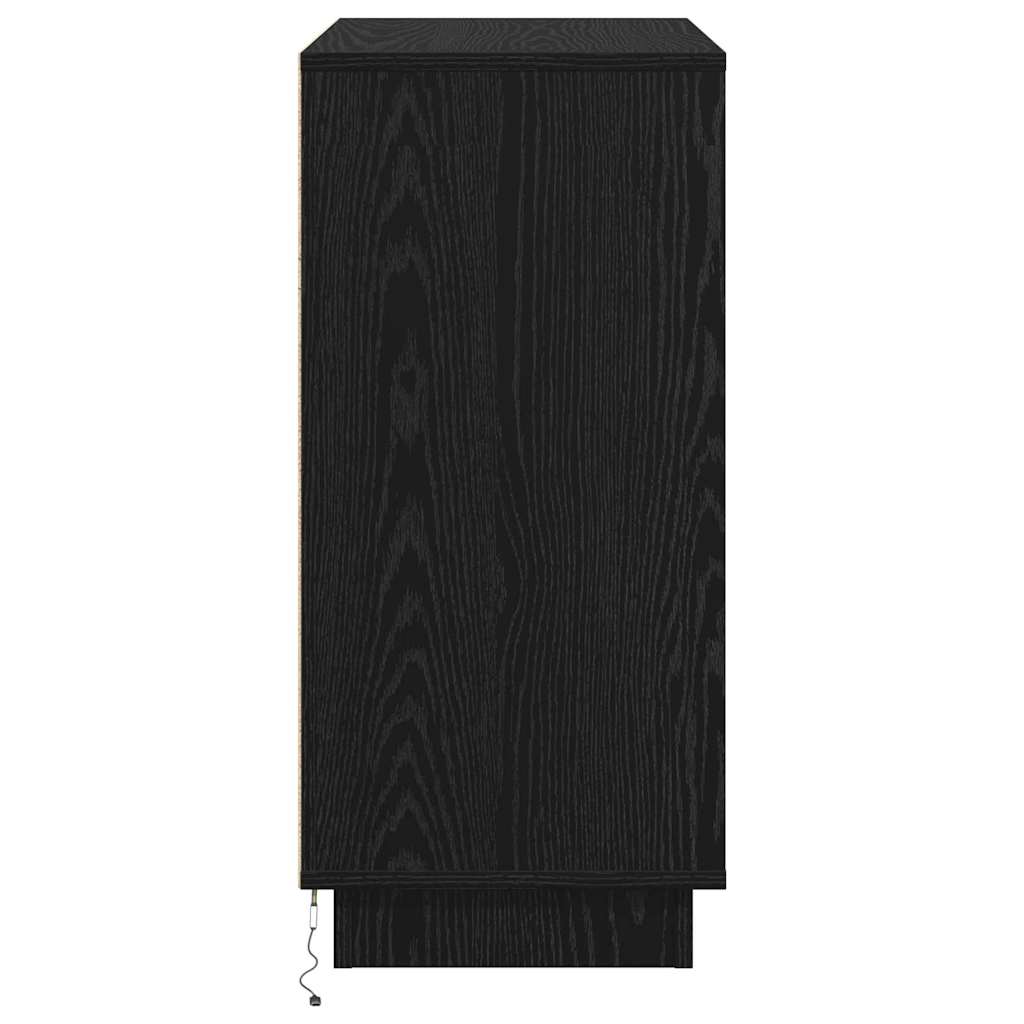 LED Sideboard Zwart Eiken 71 x 34,5 x 75 cm Bewerkt hout