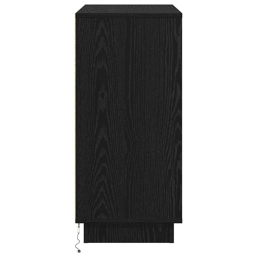 LED Sideboard Zwart Eiken 71 x 34,5 x 75 cm Bewerkt hout
