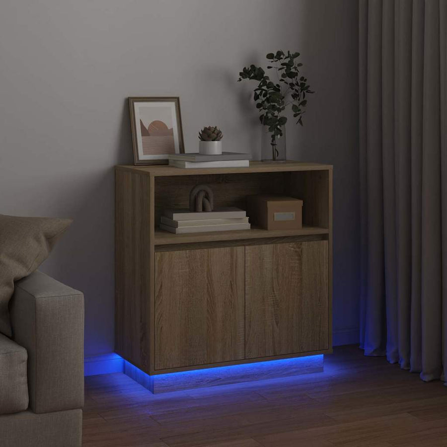 LED Sideboard Sonoma Eiken 71 x 34,5 x 75 cm Bewerkt hout