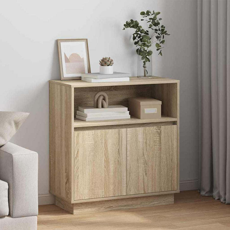 LED Sideboard Sonoma Eiken 71 x 34,5 x 75 cm Bewerkt hout