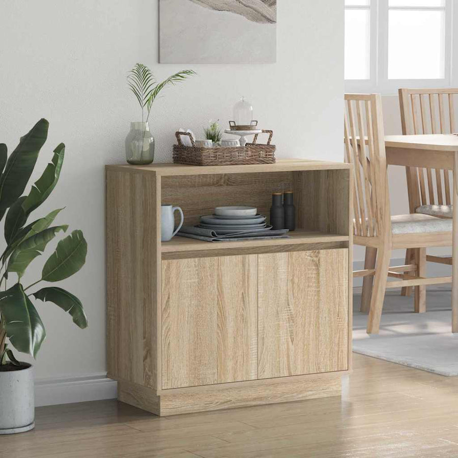 LED Sideboard Sonoma Eiken 71 x 34,5 x 75 cm Bewerkt hout