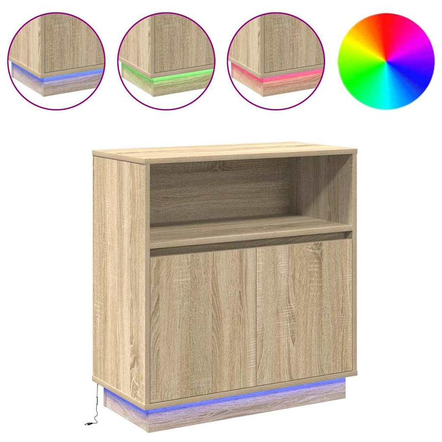 LED Sideboard Sonoma Eiken 71 x 34,5 x 75 cm Bewerkt hout