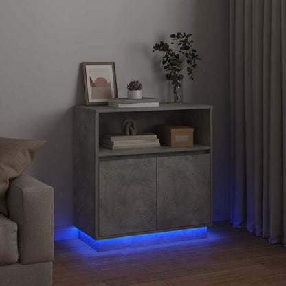 LED Sideboard Betongrijs 71 x 34,5 x 75 cm Bewerkt hout