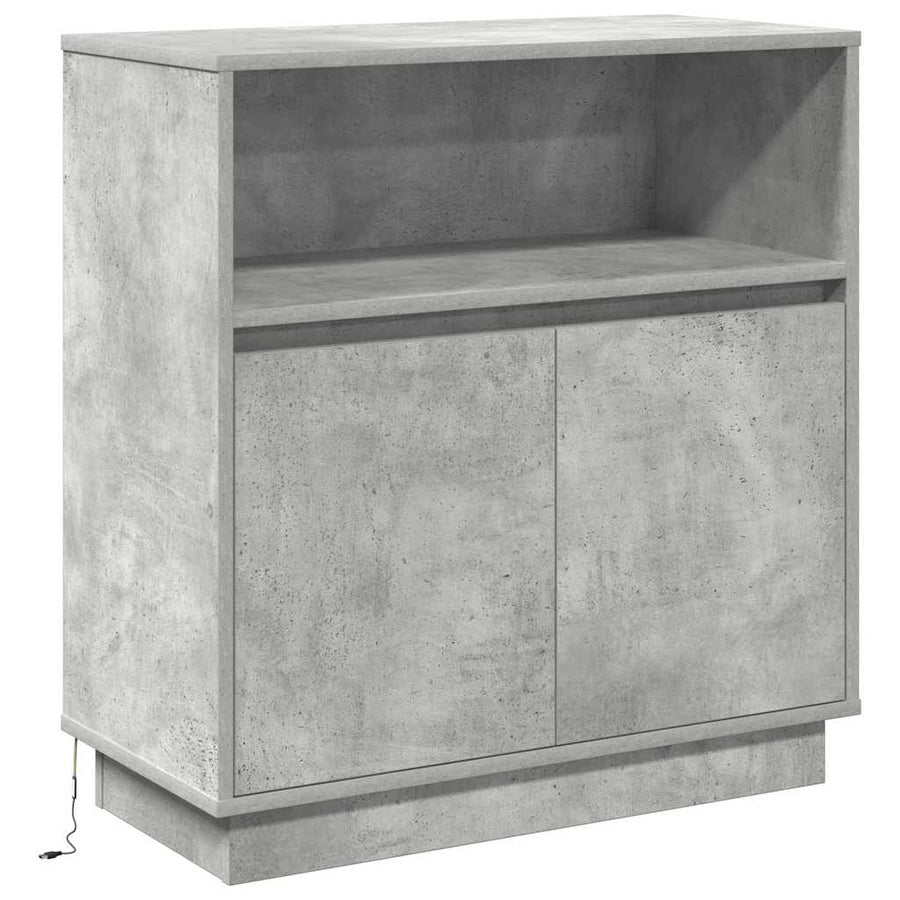 LED Sideboard Betongrijs 71 x 34,5 x 75 cm Bewerkt hout