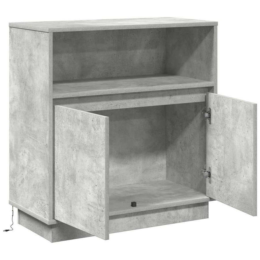 LED Sideboard Betongrijs 71 x 34,5 x 75 cm Bewerkt hout