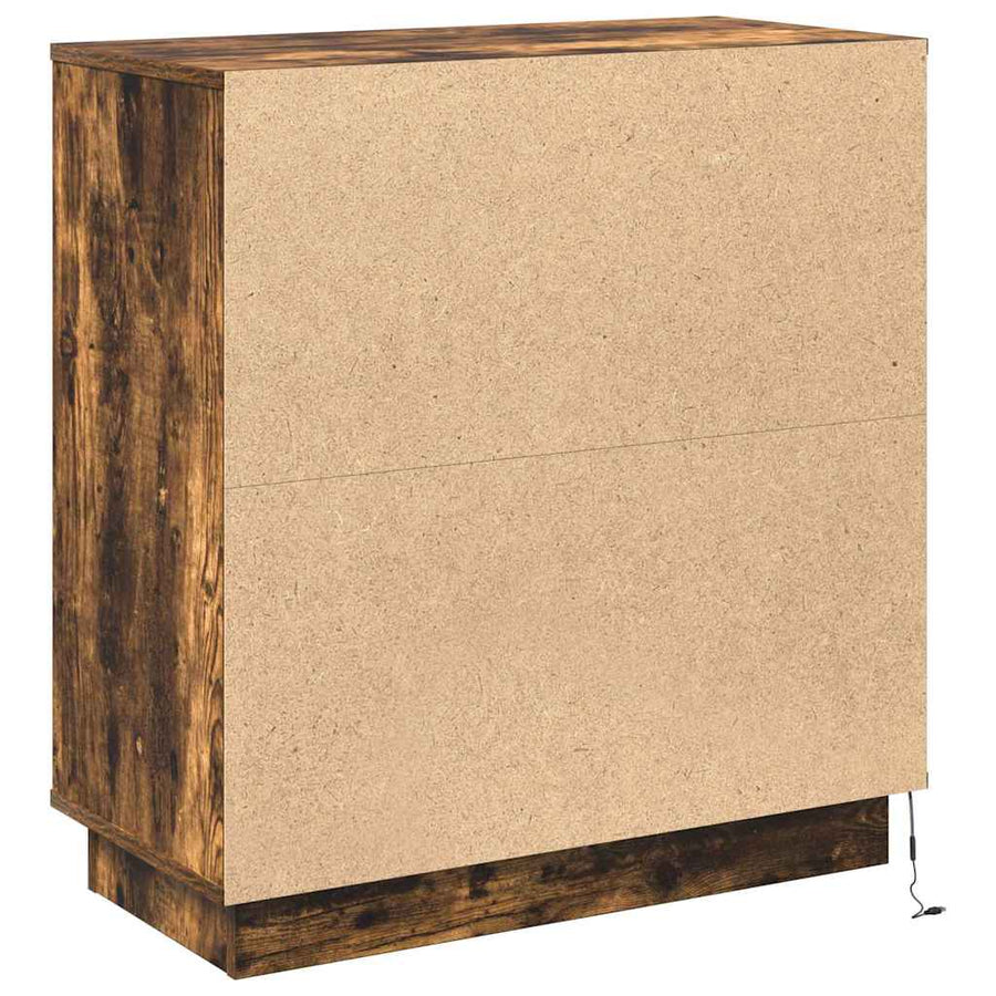 LED Sideboard Gerookt eiken 71 x 34,5 x 75 cm Bewerkt hout