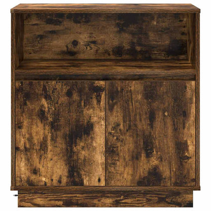 LED Sideboard Gerookt eiken 71 x 34,5 x 75 cm Bewerkt hout