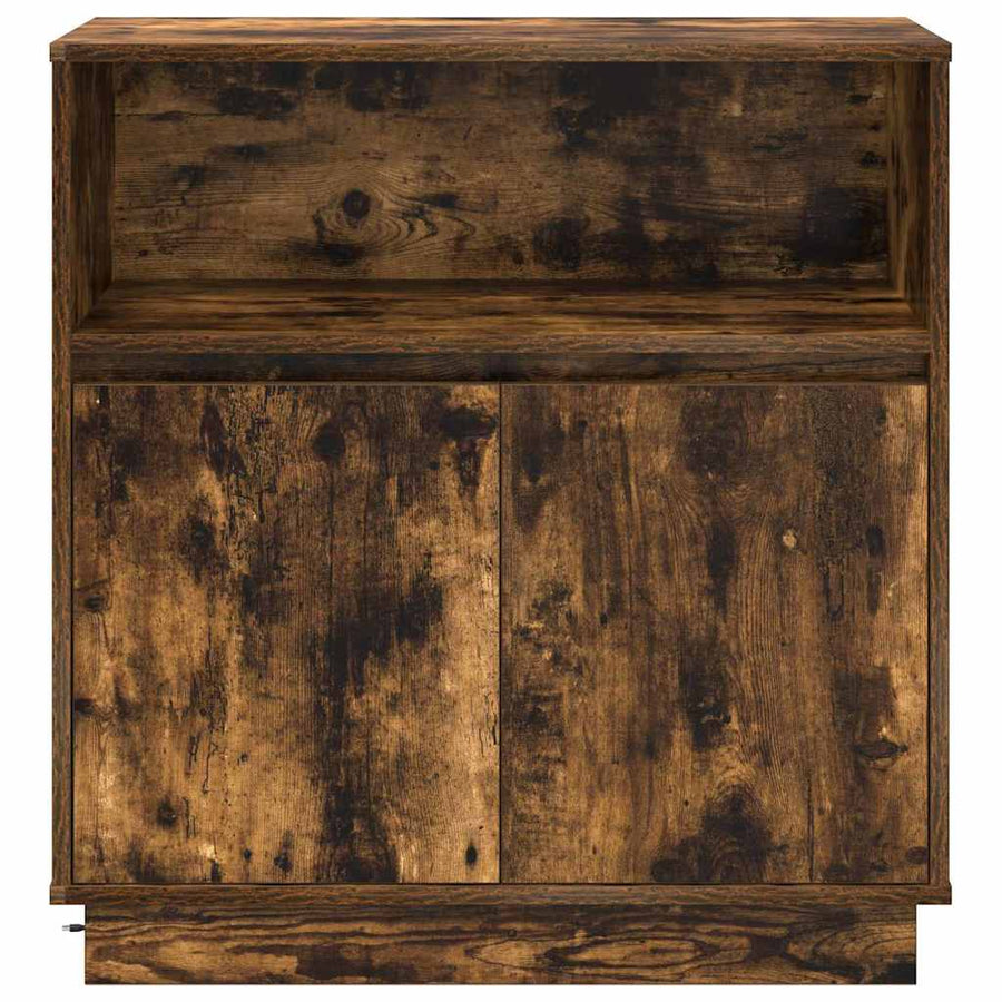 LED Sideboard Gerookt eiken 71 x 34,5 x 75 cm Bewerkt hout