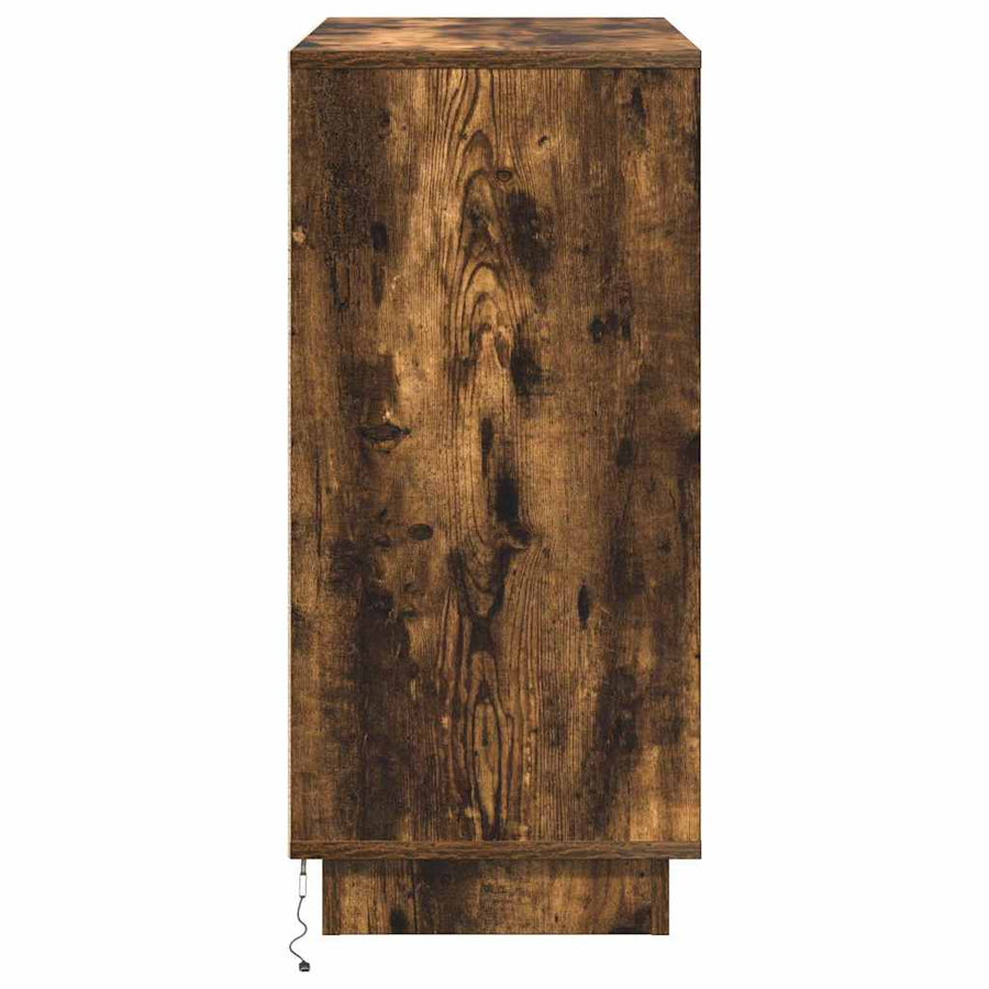 LED Sideboard Gerookt eiken 71 x 34,5 x 75 cm Bewerkt hout