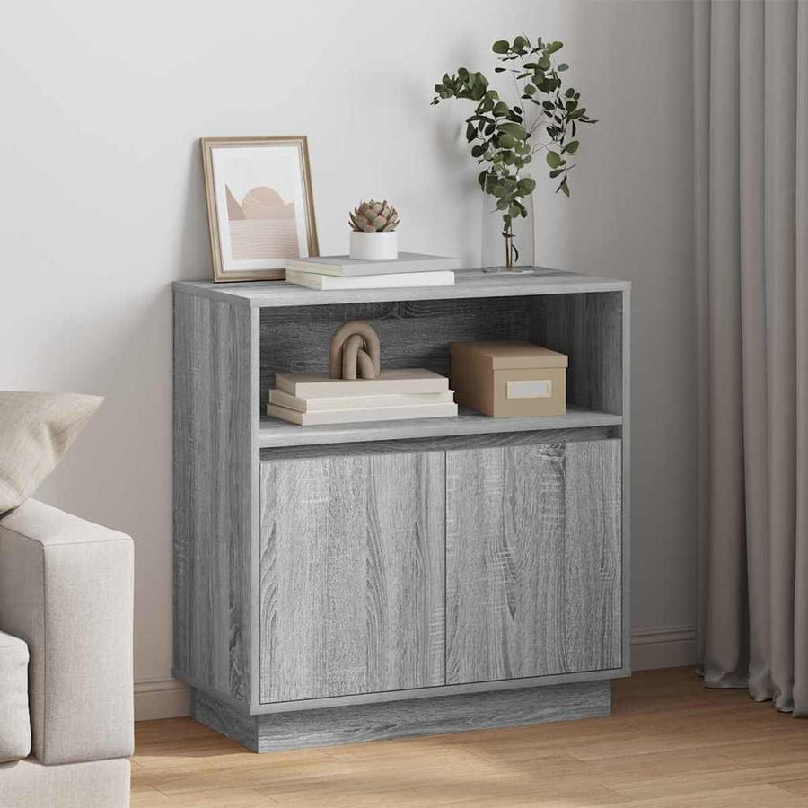 LED Sideboard Grijs Sonoma 71 x 34,5 x 75 cm Bewerkt hout