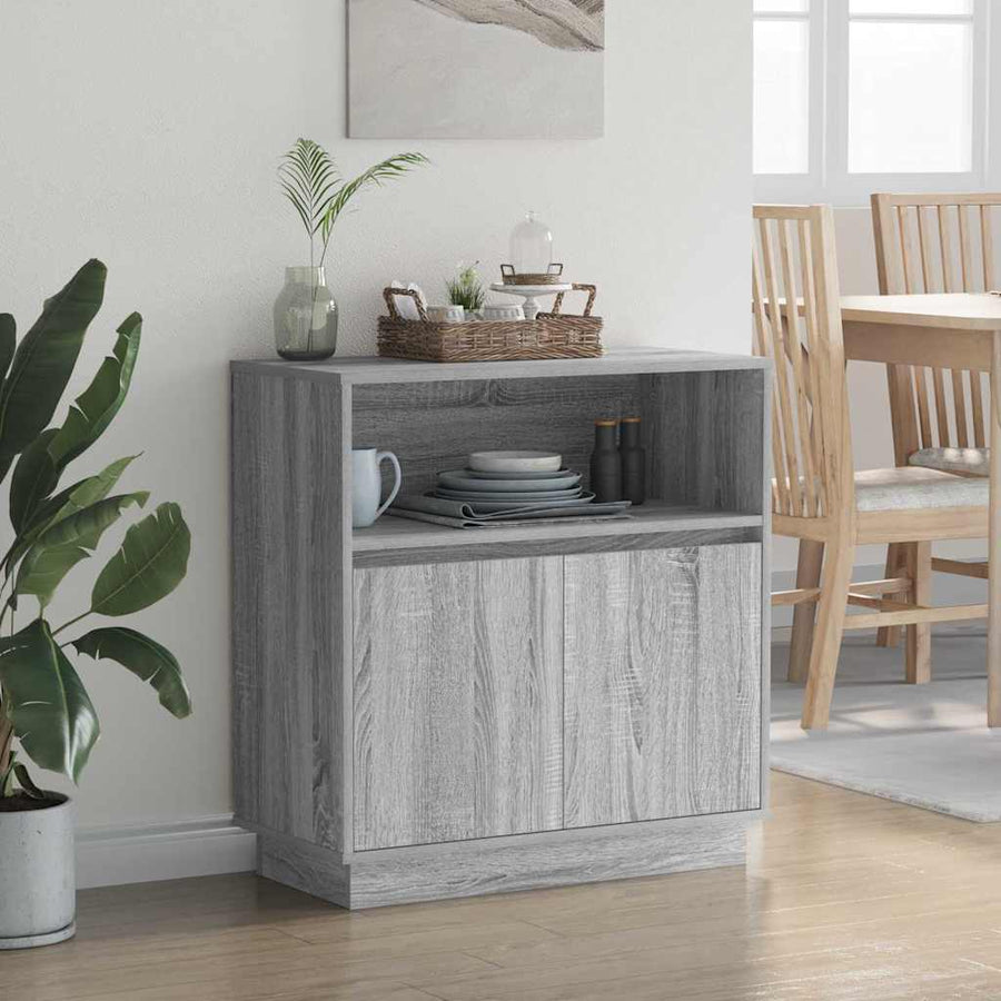 LED Sideboard Grijs Sonoma 71 x 34,5 x 75 cm Bewerkt hout