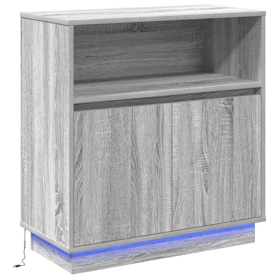 LED Sideboard Grijs Sonoma 71 x 34,5 x 75 cm Bewerkt hout