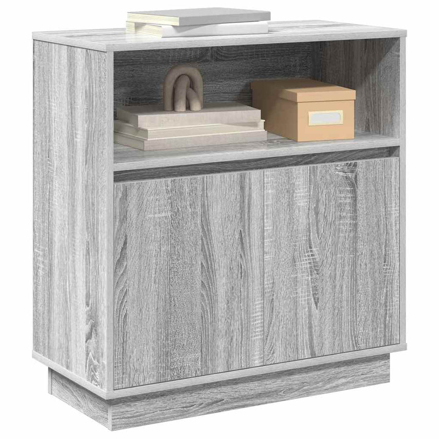 LED Sideboard Grijs Sonoma 71 x 34,5 x 75 cm Bewerkt hout