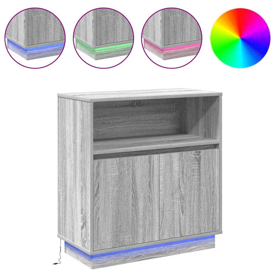 LED Sideboard Grijs Sonoma 71 x 34,5 x 75 cm Bewerkt hout