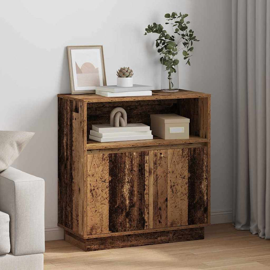 LED Sideboard Oudhout 71 x 34,5 x 75 cm Bewerkt hout