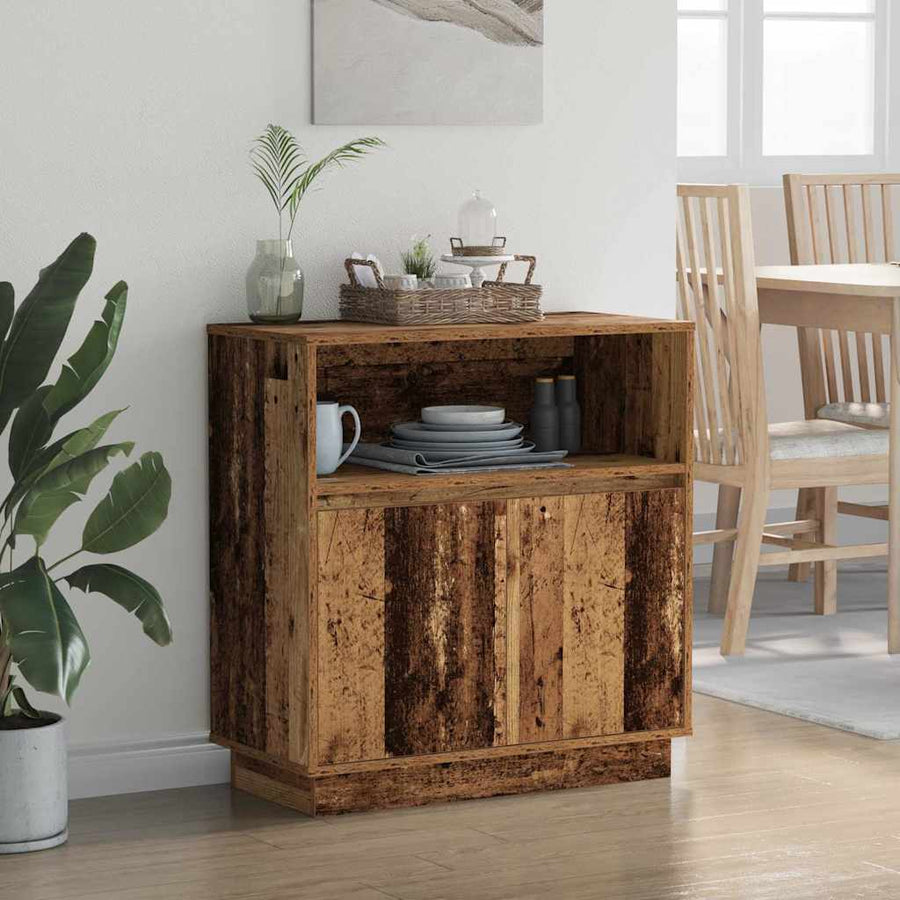 LED Sideboard Oudhout 71 x 34,5 x 75 cm Bewerkt hout