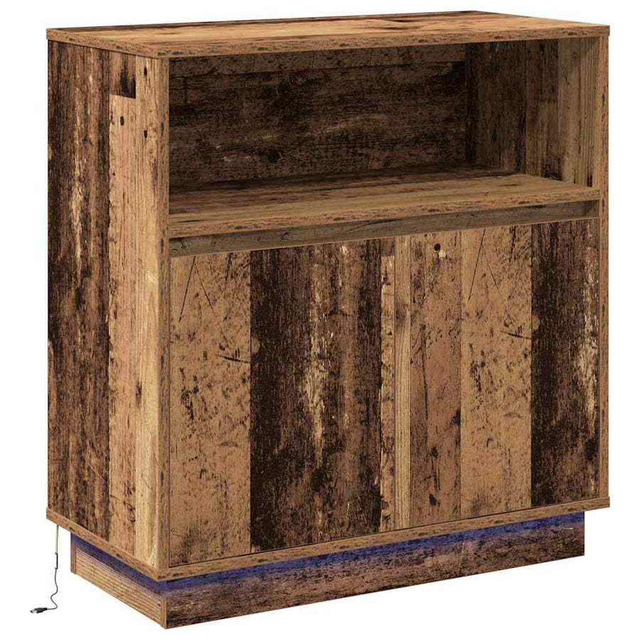 LED Sideboard Oudhout 71 x 34,5 x 75 cm Bewerkt hout
