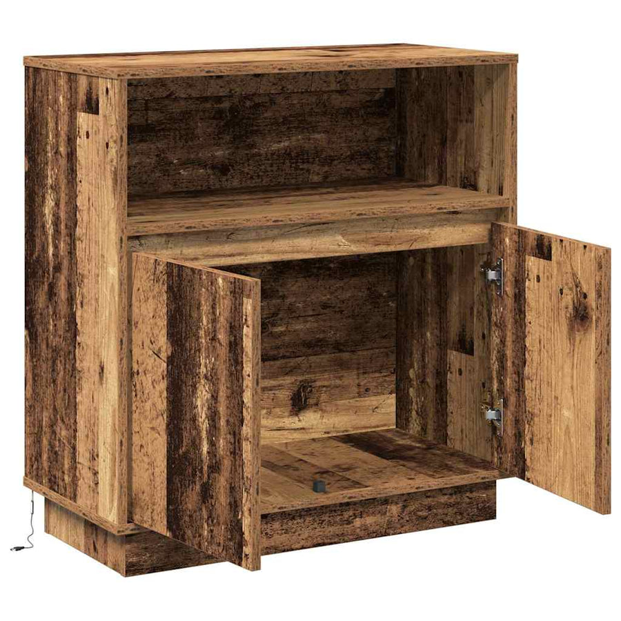 LED Sideboard Oudhout 71 x 34,5 x 75 cm Bewerkt hout