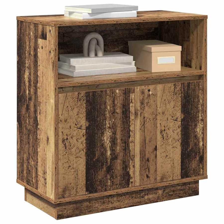 LED Sideboard Oudhout 71 x 34,5 x 75 cm Bewerkt hout