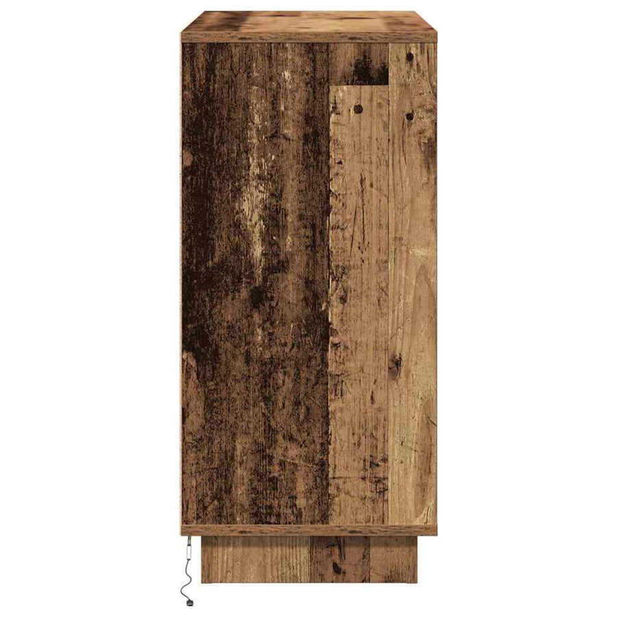 LED Sideboard Oudhout 71 x 34,5 x 75 cm Bewerkt hout