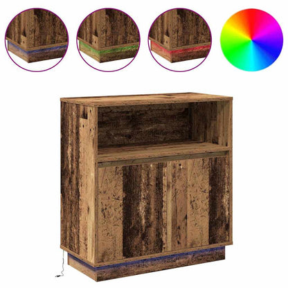 LED Sideboard Oudhout 71 x 34,5 x 75 cm Bewerkt hout