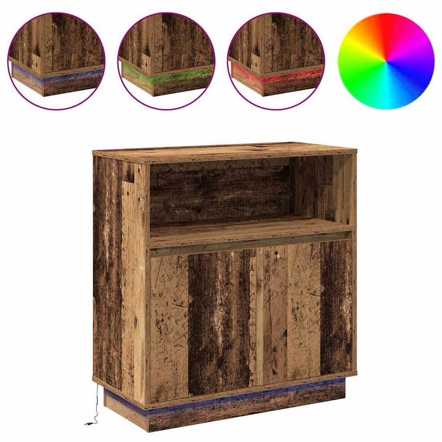 LED Sideboard Oudhout 71 x 34,5 x 75 cm Bewerkt hout