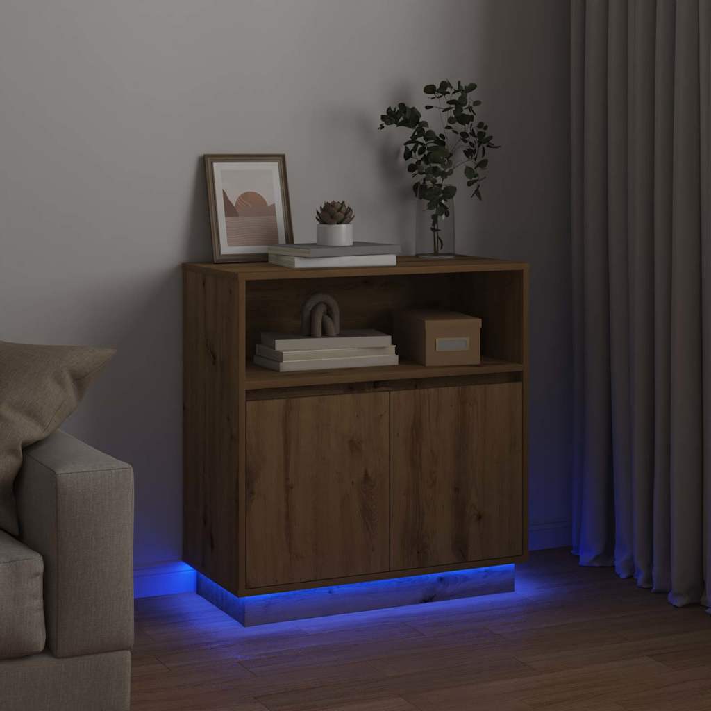 LED Sideboard Artisan Eiken 71 x 34,5 x 75 cm Bewerkt hout