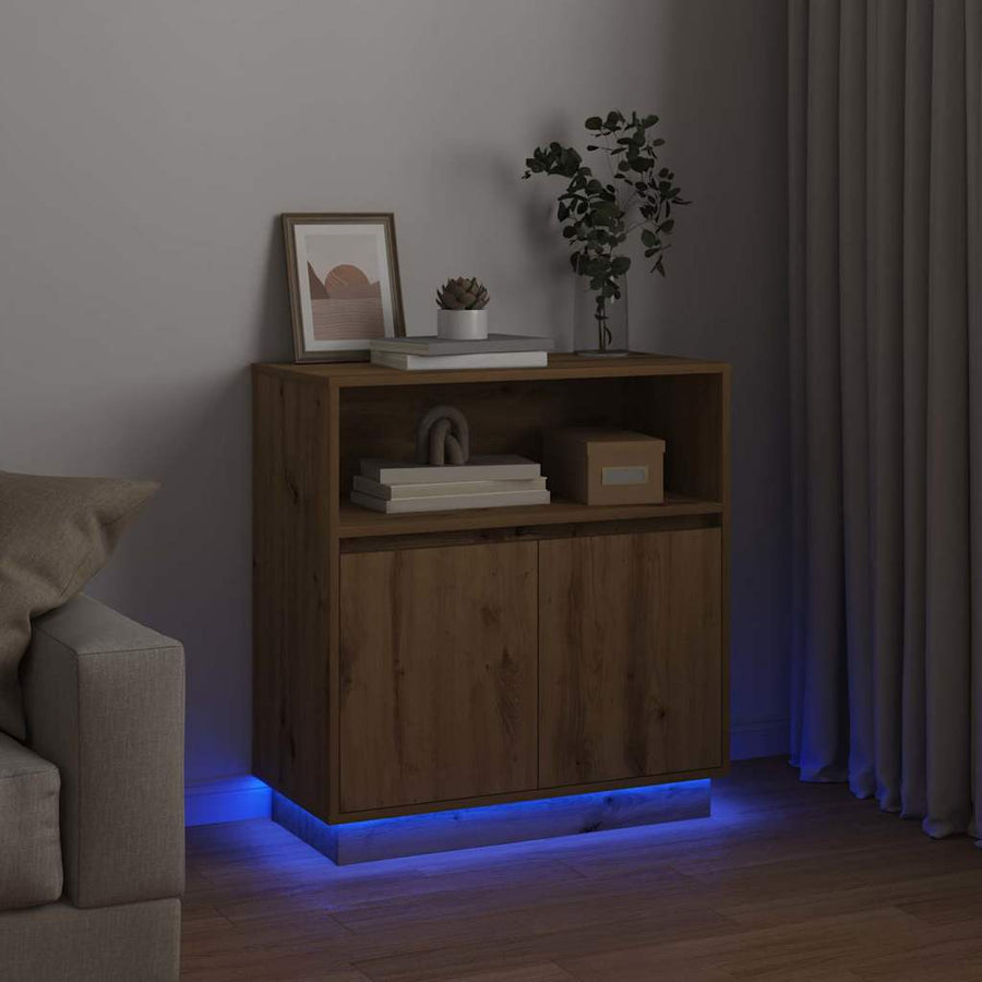 LED Sideboard Artisan Eiken 71 x 34,5 x 75 cm Bewerkt hout