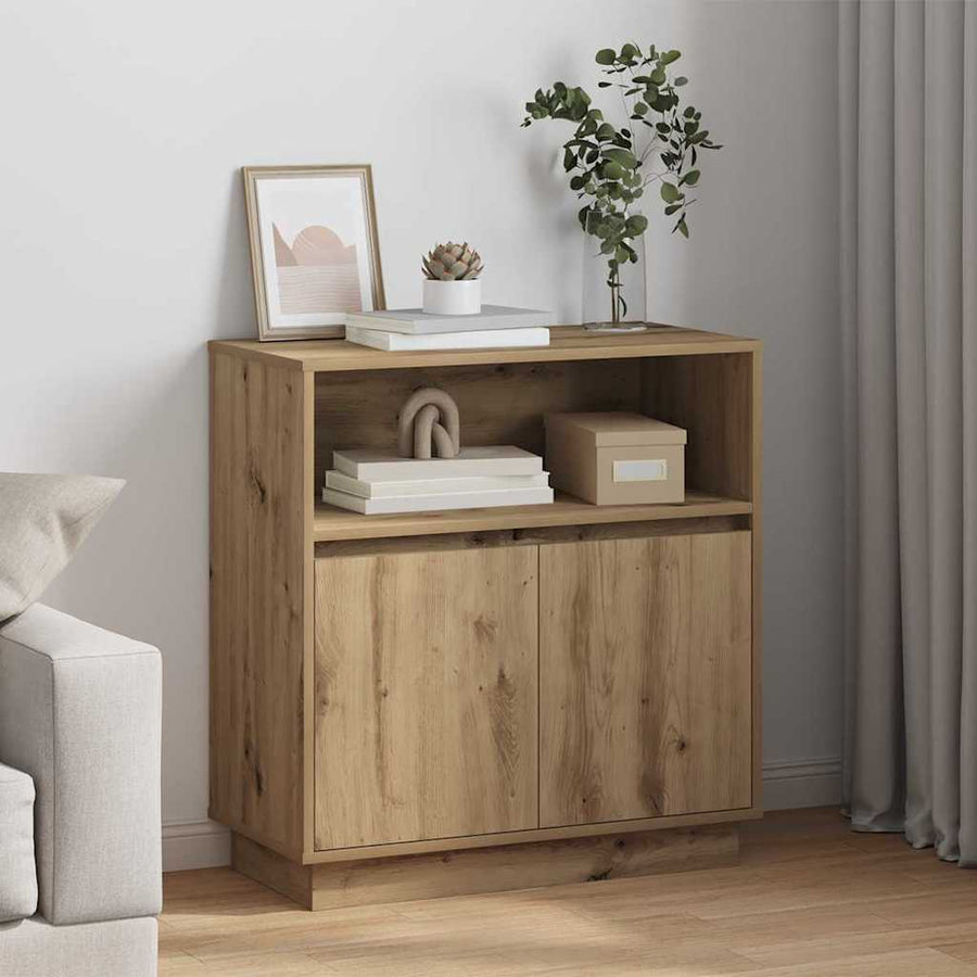 LED Sideboard Artisan Eiken 71 x 34,5 x 75 cm Bewerkt hout