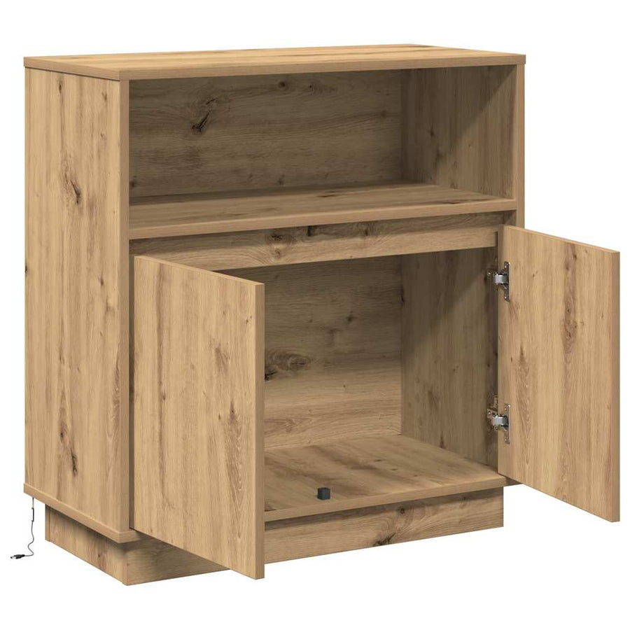 LED Sideboard Artisan Eiken 71 x 34,5 x 75 cm Bewerkt hout