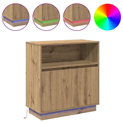 LED Sideboard Artisan Eiken 71 x 34,5 x 75 cm Bewerkt hout