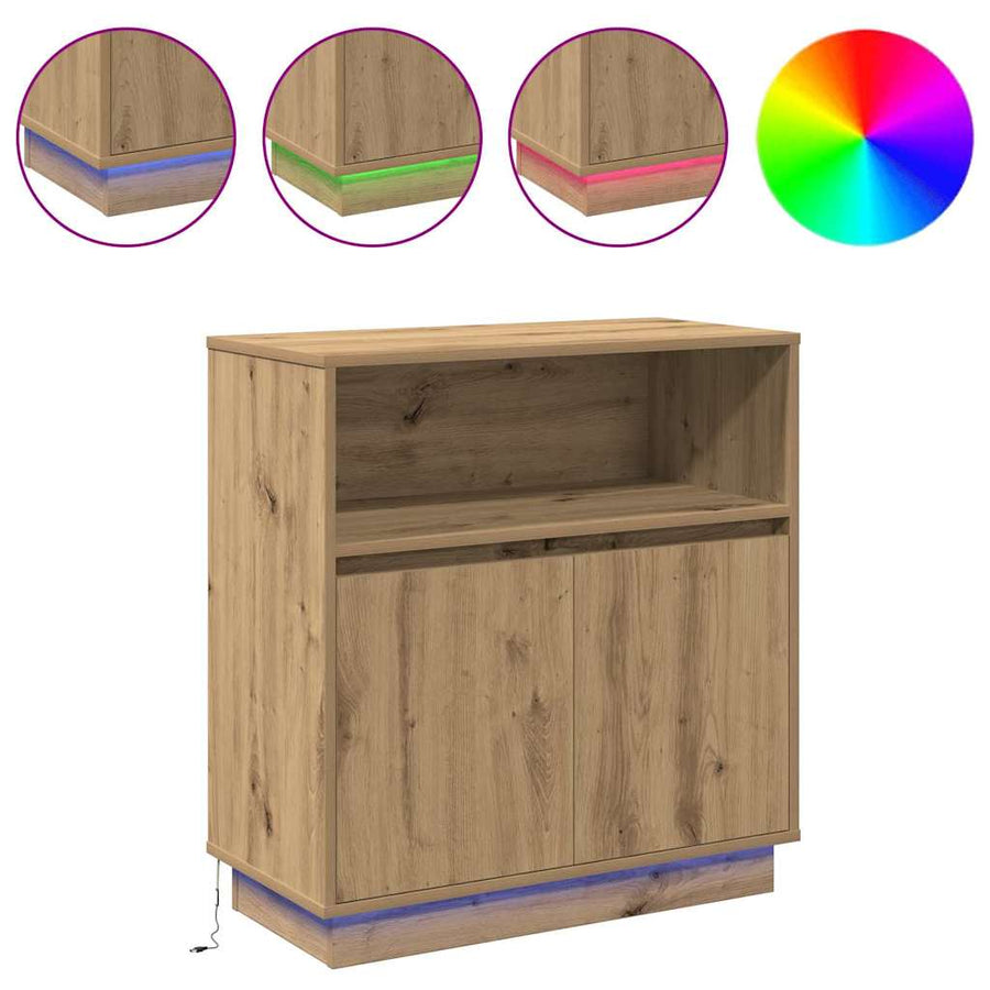 LED Sideboard Artisan Eiken 71 x 34,5 x 75 cm Bewerkt hout
