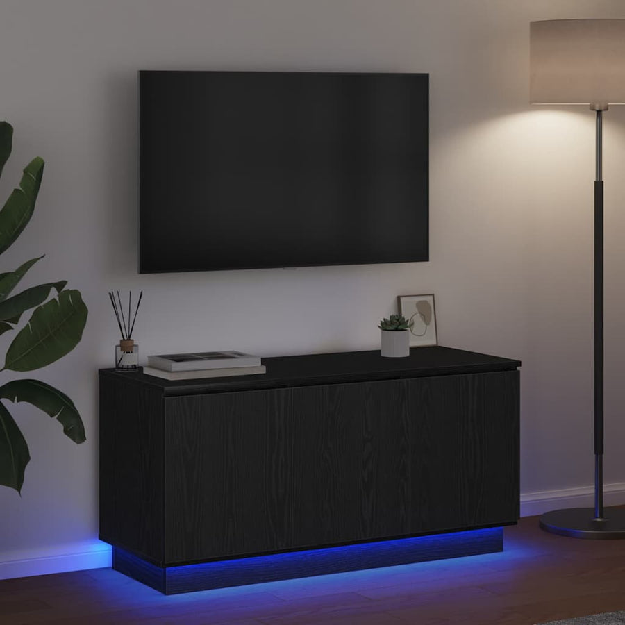 TV-kast Zwart Eiken 100 x 38 x 49 cm Bewerkt hout