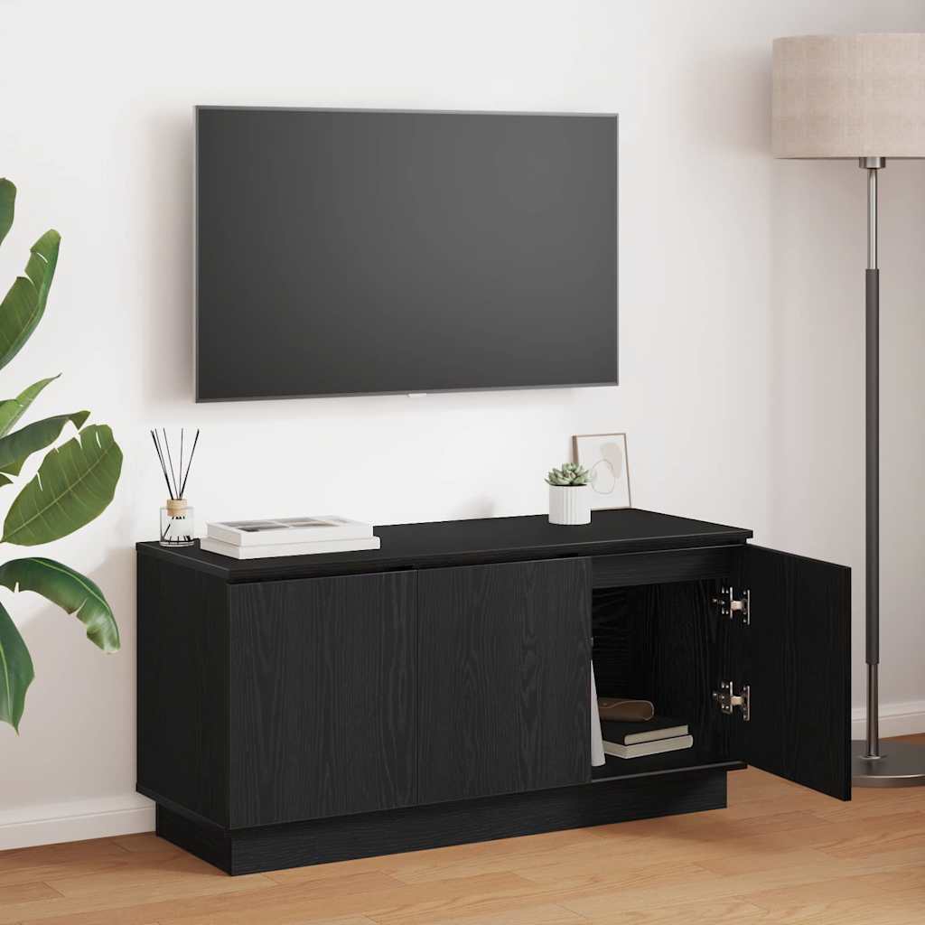 TV-kast Zwart Eiken 100 x 38 x 49 cm Bewerkt hout