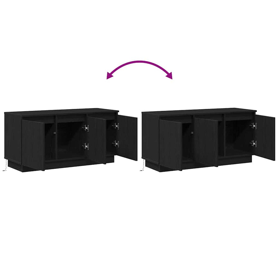TV-kast Zwart Eiken 100 x 38 x 49 cm Bewerkt hout