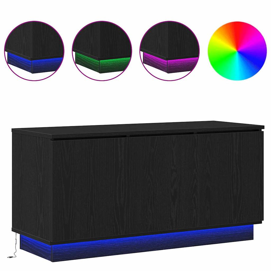 TV-kast Zwart Eiken 100 x 38 x 49 cm Bewerkt hout