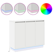 LED Sideboard Wit 90 x 32 x 75 cm Bewerkt hout