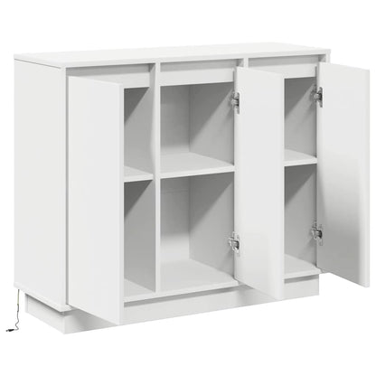LED Sideboard Wit 90 x 32 x 75 cm Bewerkt hout