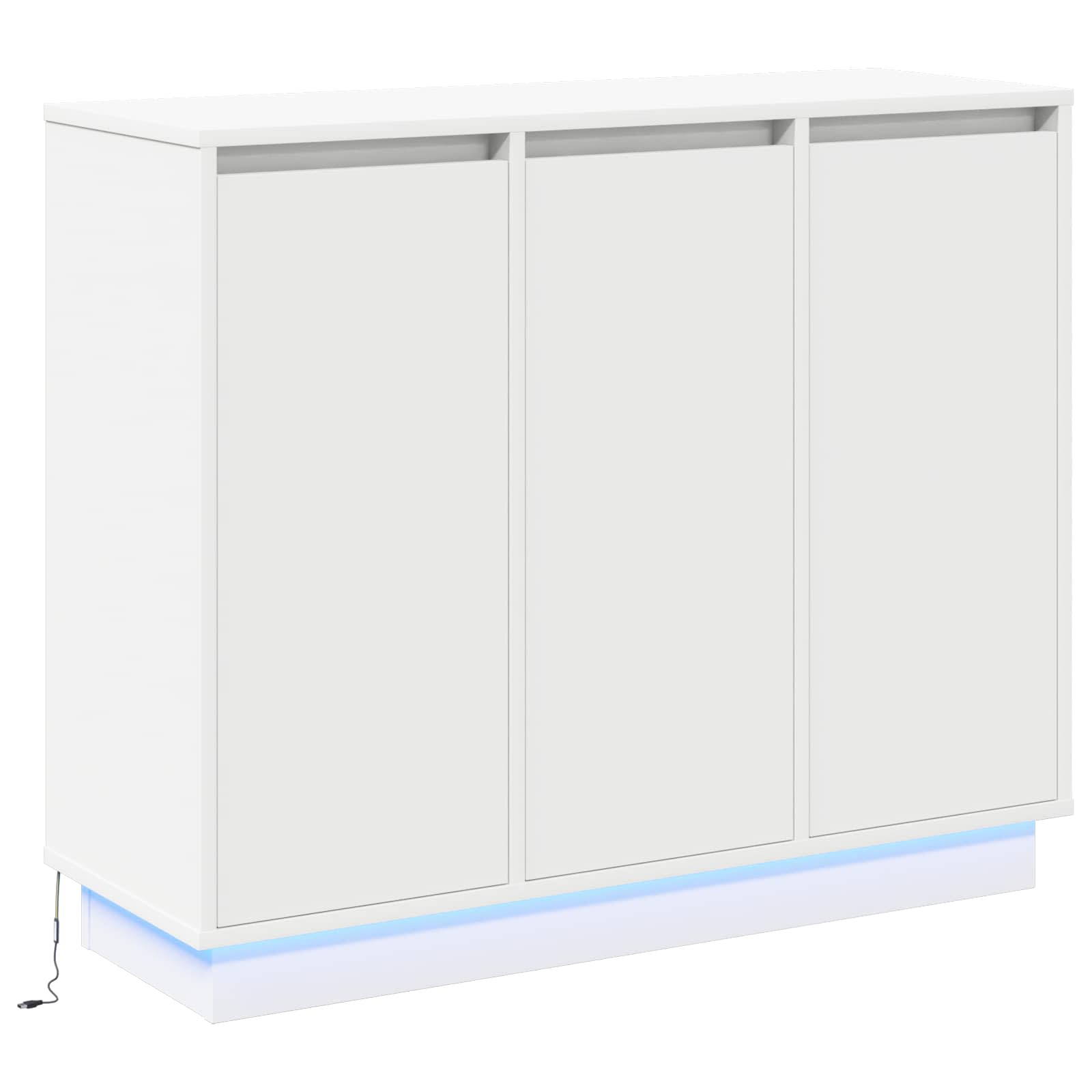 LED Sideboard Wit 90 x 32 x 75 cm Bewerkt hout
